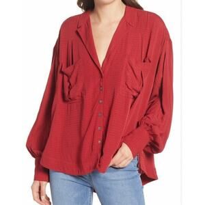 Free People Erin’s Oversized Red Top Size Xs
